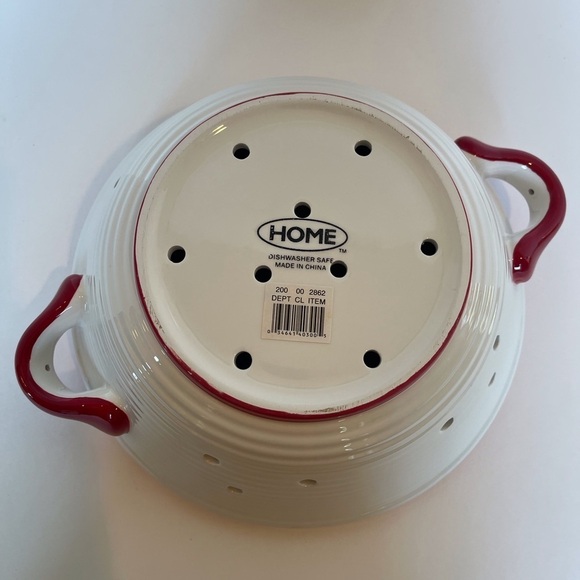 Ceramic Colander Cheery Red and White Decorated with Cherries - Picture 6 of 8